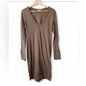 James Perse Long Sleeve Mini Dress – Taupe Minimalist size 3/M